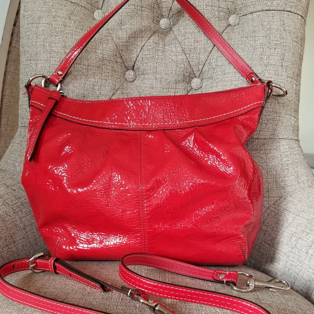 Coach Glossy Cherry Red patent leather Shoulder Bag